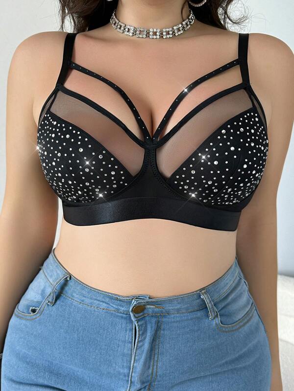 MidnightGlam Rhinestone Wireless Lingerie Plus